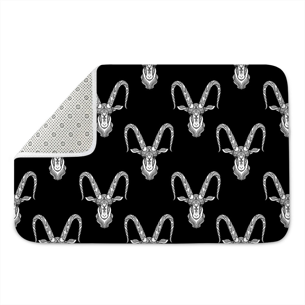 White And Black Capricorn Sign Print Indoor Door Mat