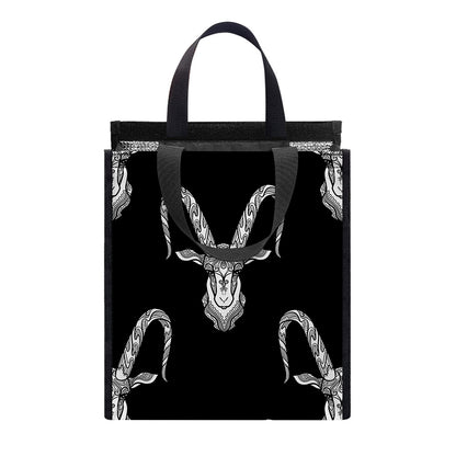 White And Black Capricorn Sign Print Insulated Lunch Tote