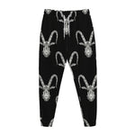 White And Black Capricorn Sign Print Jogger Pants