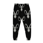 White And Black Capricorn Sign Print Jogger Pants