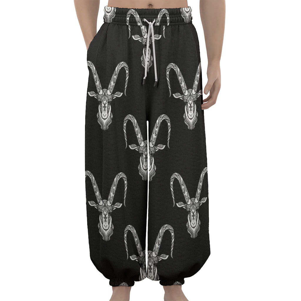 White And Black Capricorn Sign Print Lantern Pants