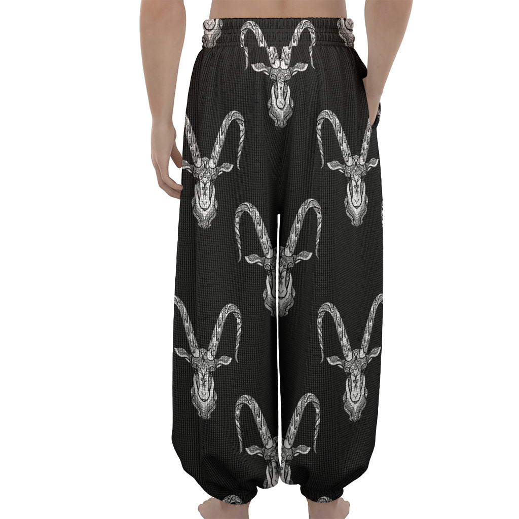 White And Black Capricorn Sign Print Lantern Pants