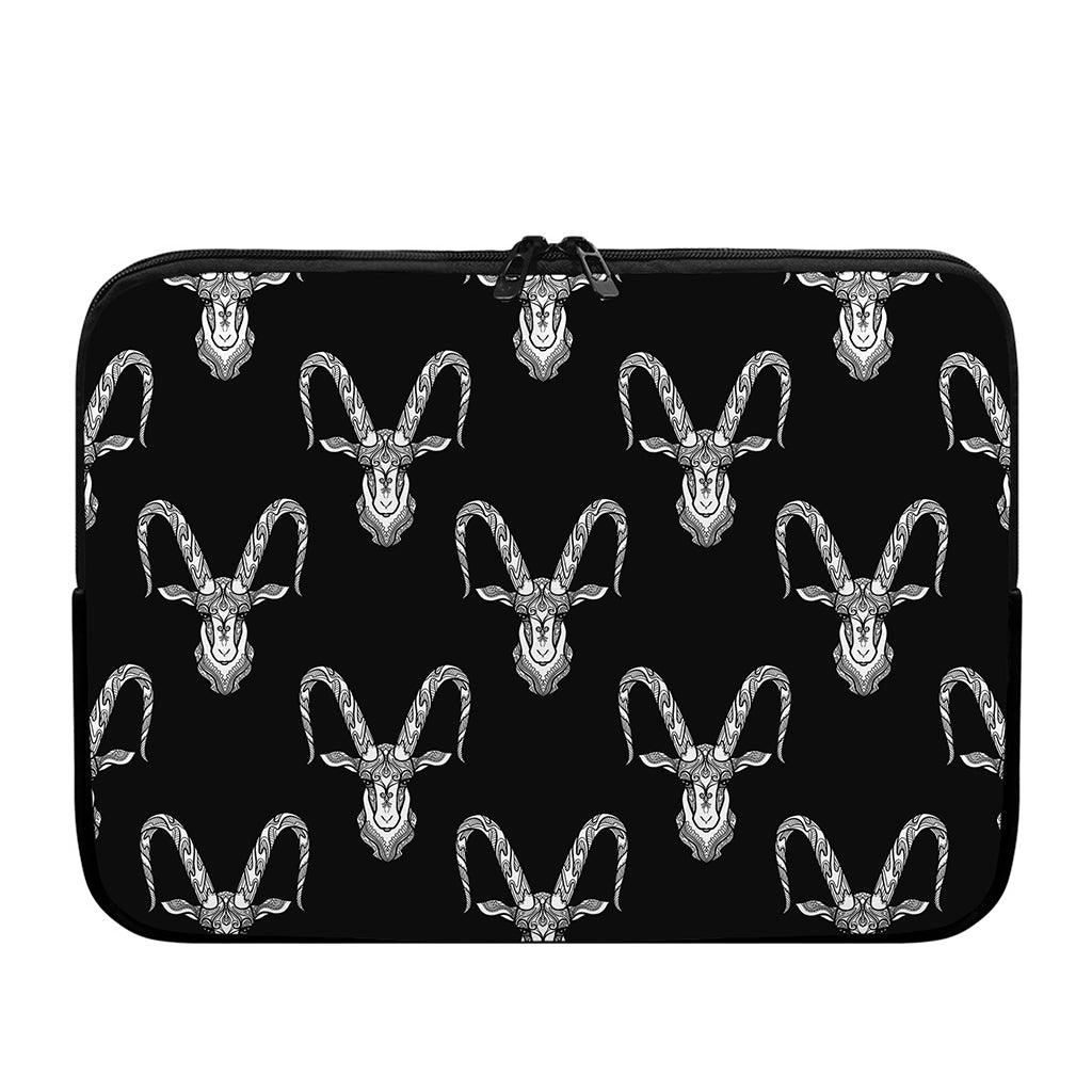 White And Black Capricorn Sign Print Laptop Sleeve