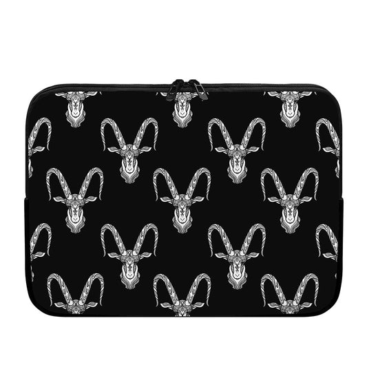 White And Black Capricorn Sign Print Laptop Sleeve