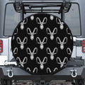 White And Black Capricorn Sign Print Leather Spare Tire Cover