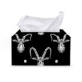 White And Black Capricorn Sign Print Leather Tissue Box Cover