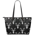 White And Black Capricorn Sign Print Leather Tote Bag With Zipper