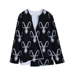 White And Black Capricorn Sign Print Long Sleeve Short Coat