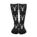 White And Black Capricorn Sign Print Long Socks