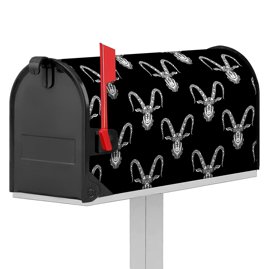 White And Black Capricorn Sign Print Mailbox Cover