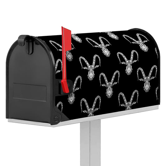 White And Black Capricorn Sign Print Mailbox Cover