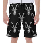 White And Black Capricorn Sign Print Men's Beach Shorts