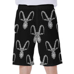 White And Black Capricorn Sign Print Men's Beach Shorts