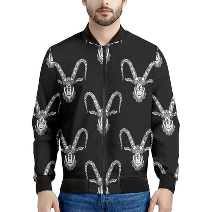 White And Black Capricorn Sign Print Men's Bomber Jacket