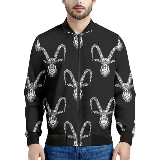 White And Black Capricorn Sign Print Men's Bomber Jacket