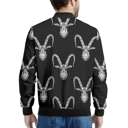 White And Black Capricorn Sign Print Men's Bomber Jacket