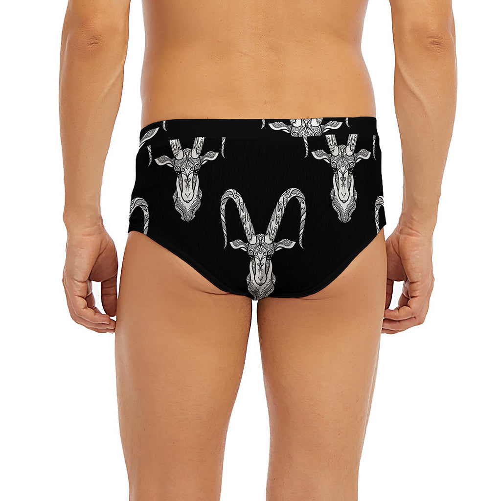White And Black Capricorn Sign Print Men's Briefs