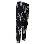 White And Black Capricorn Sign Print Men's Compression Pants