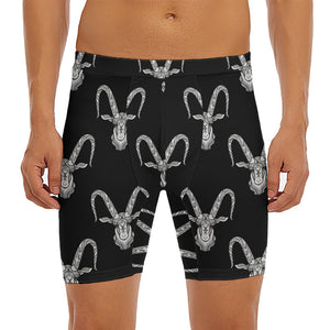 White And Black Capricorn Sign Print Men's Long Boxer Briefs