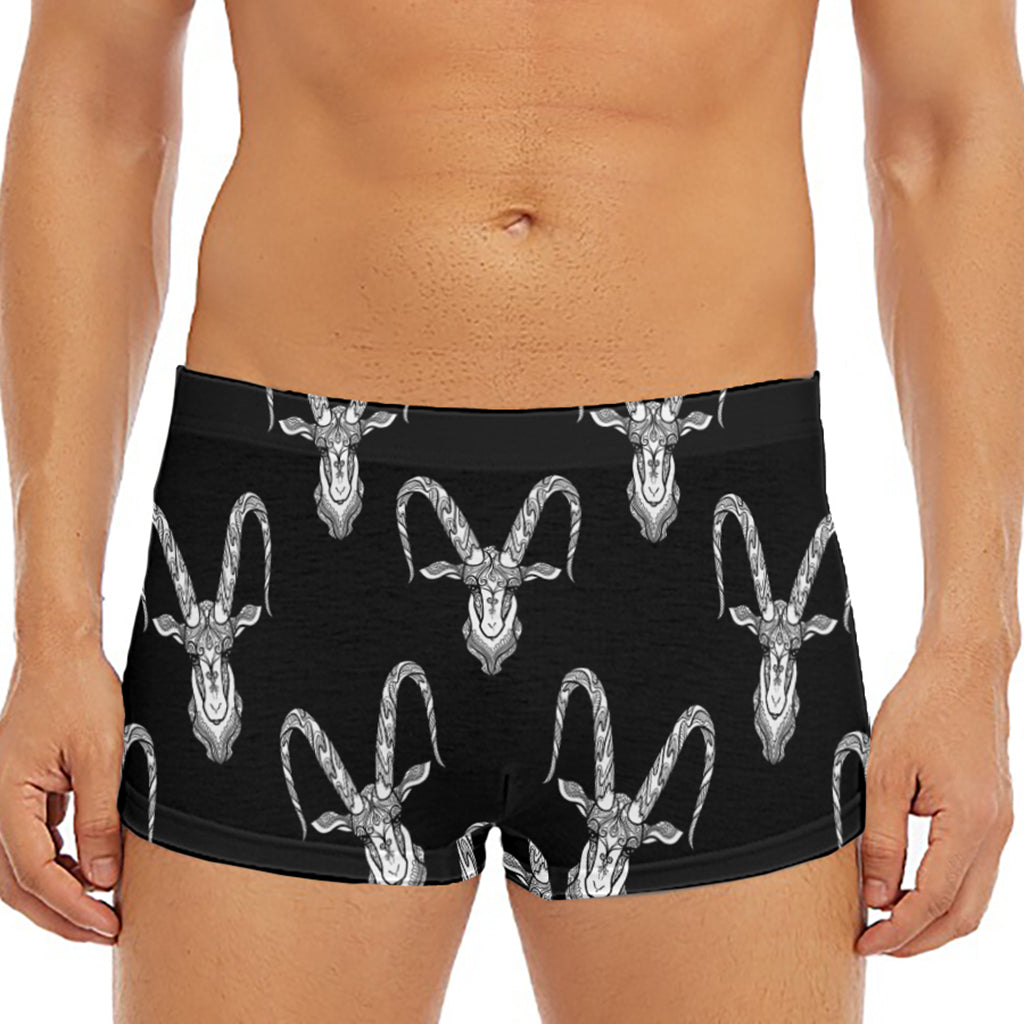 White And Black Capricorn Sign Print Men's Short Boxer Briefs
