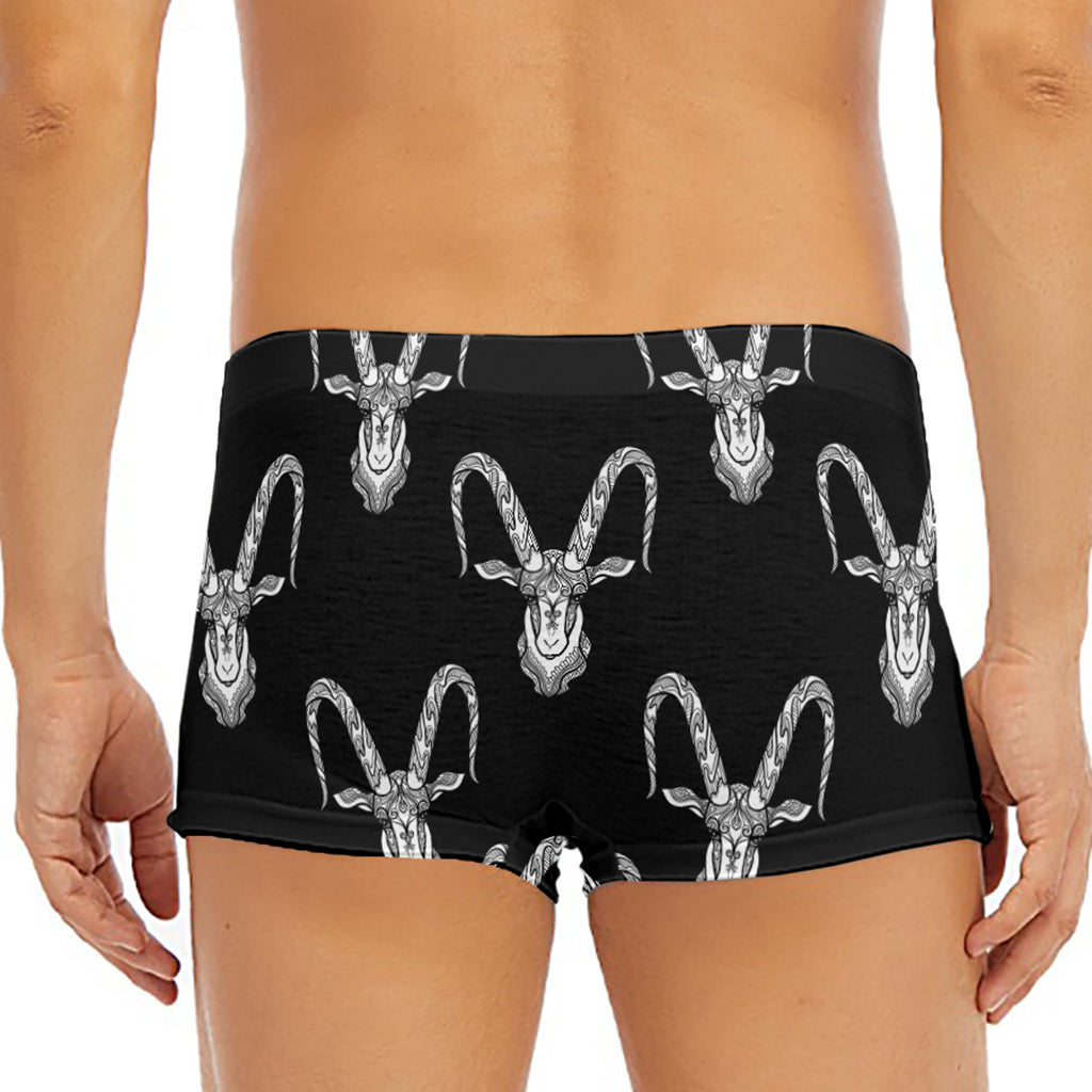White And Black Capricorn Sign Print Men's Short Boxer Briefs