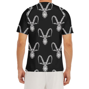 White And Black Capricorn Sign Print Men's Short Sleeve Rash Guard