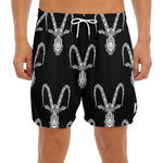 White And Black Capricorn Sign Print Men's Split Running Shorts