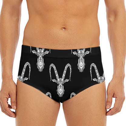 White And Black Capricorn Sign Print Men's Triangle Swim Briefs