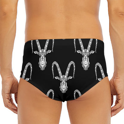 White And Black Capricorn Sign Print Men's Triangle Swim Briefs