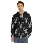 White And Black Capricorn Sign Print Men's Velvet Pullover Hoodie