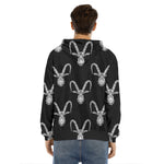 White And Black Capricorn Sign Print Men's Velvet Pullover Hoodie