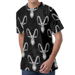 White And Black Capricorn Sign Print Men's Velvet T-Shirt