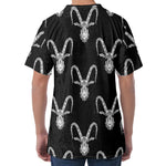White And Black Capricorn Sign Print Men's Velvet T-Shirt