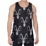 White And Black Capricorn Sign Print Men's Velvet Tank Top