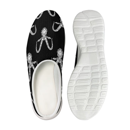 White And Black Capricorn Sign Print Mesh Casual Shoes