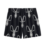 White And Black Capricorn Sign Print Mesh Shorts