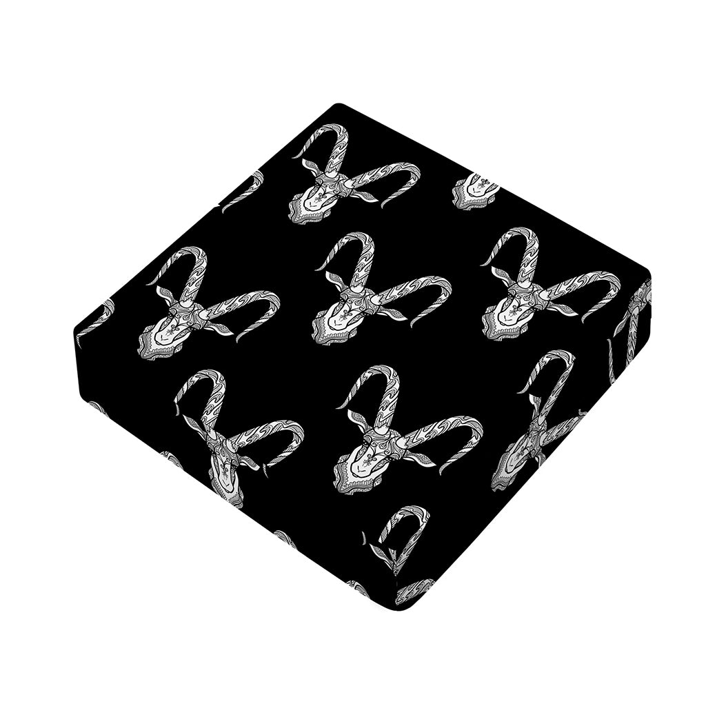 White And Black Capricorn Sign Print Outdoor Seat Cushion Cover
