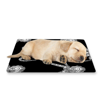 White And Black Capricorn Sign Print Pet Cooling Mat Cover