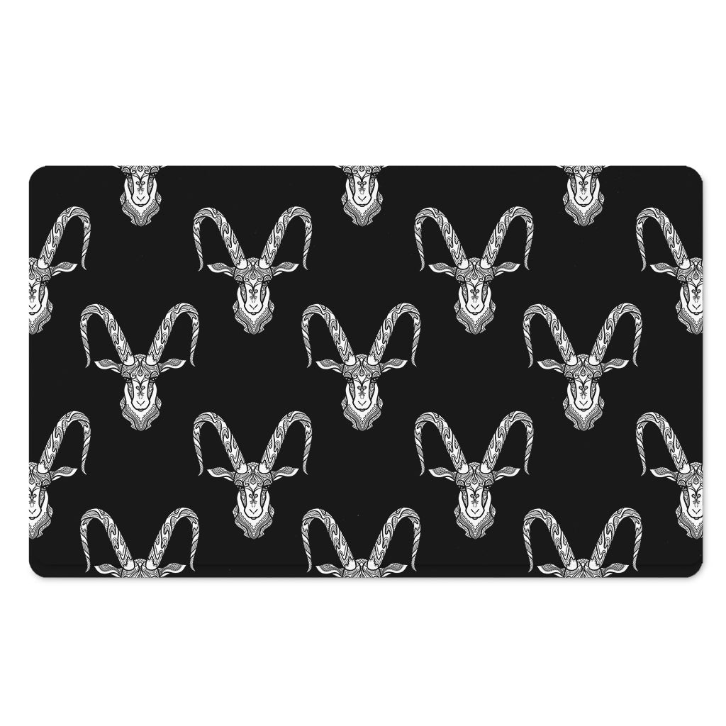 White And Black Capricorn Sign Print Polyester Doormat