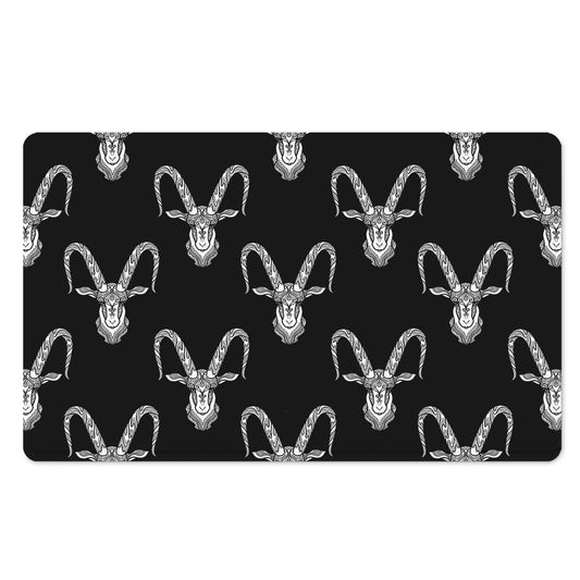 White And Black Capricorn Sign Print Polyester Doormat