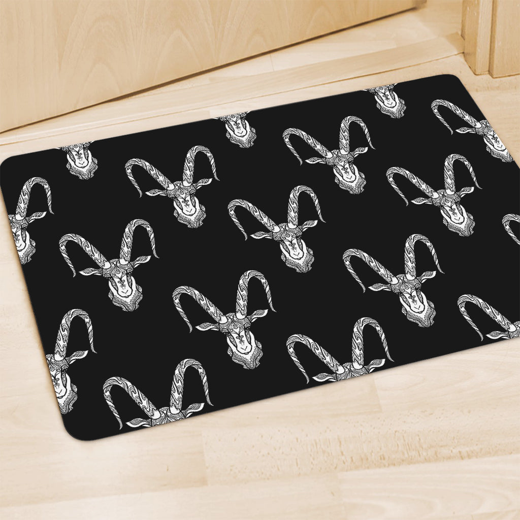 White And Black Capricorn Sign Print Polyester Doormat