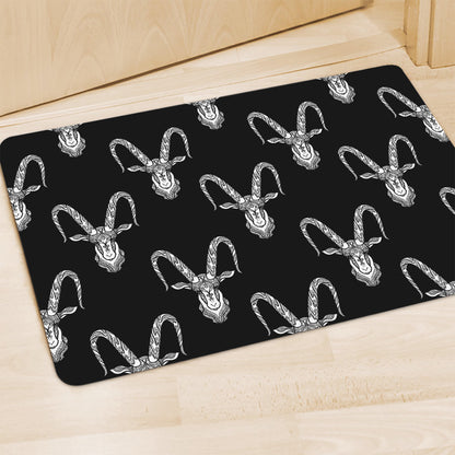 White And Black Capricorn Sign Print Polyester Doormat