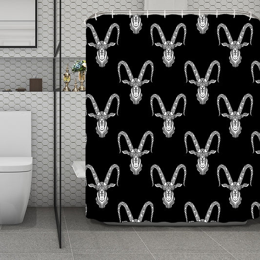 White And Black Capricorn Sign Print Polyester Shower Curtain