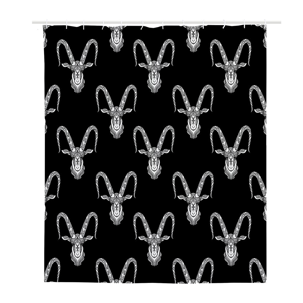 White And Black Capricorn Sign Print Polyester Shower Curtain
