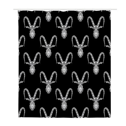 White And Black Capricorn Sign Print Polyester Shower Curtain