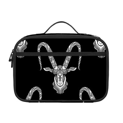 White And Black Capricorn Sign Print Portable Lunch Bag