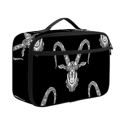 White And Black Capricorn Sign Print Portable Lunch Bag