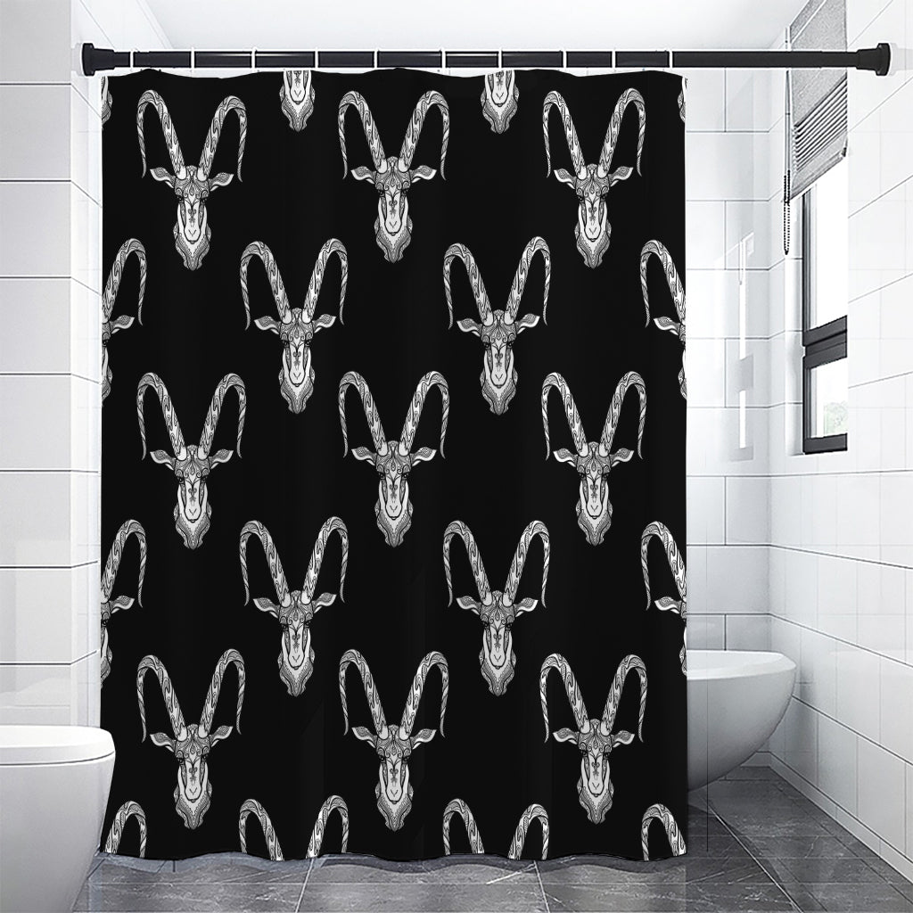 White And Black Capricorn Sign Print Premium Shower Curtain