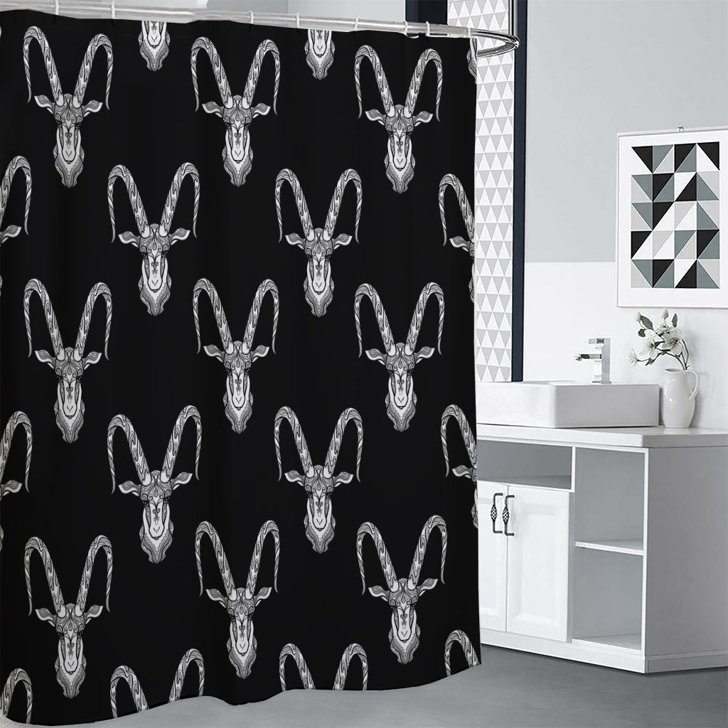 White And Black Capricorn Sign Print Premium Shower Curtain