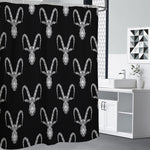 White And Black Capricorn Sign Print Premium Shower Curtain